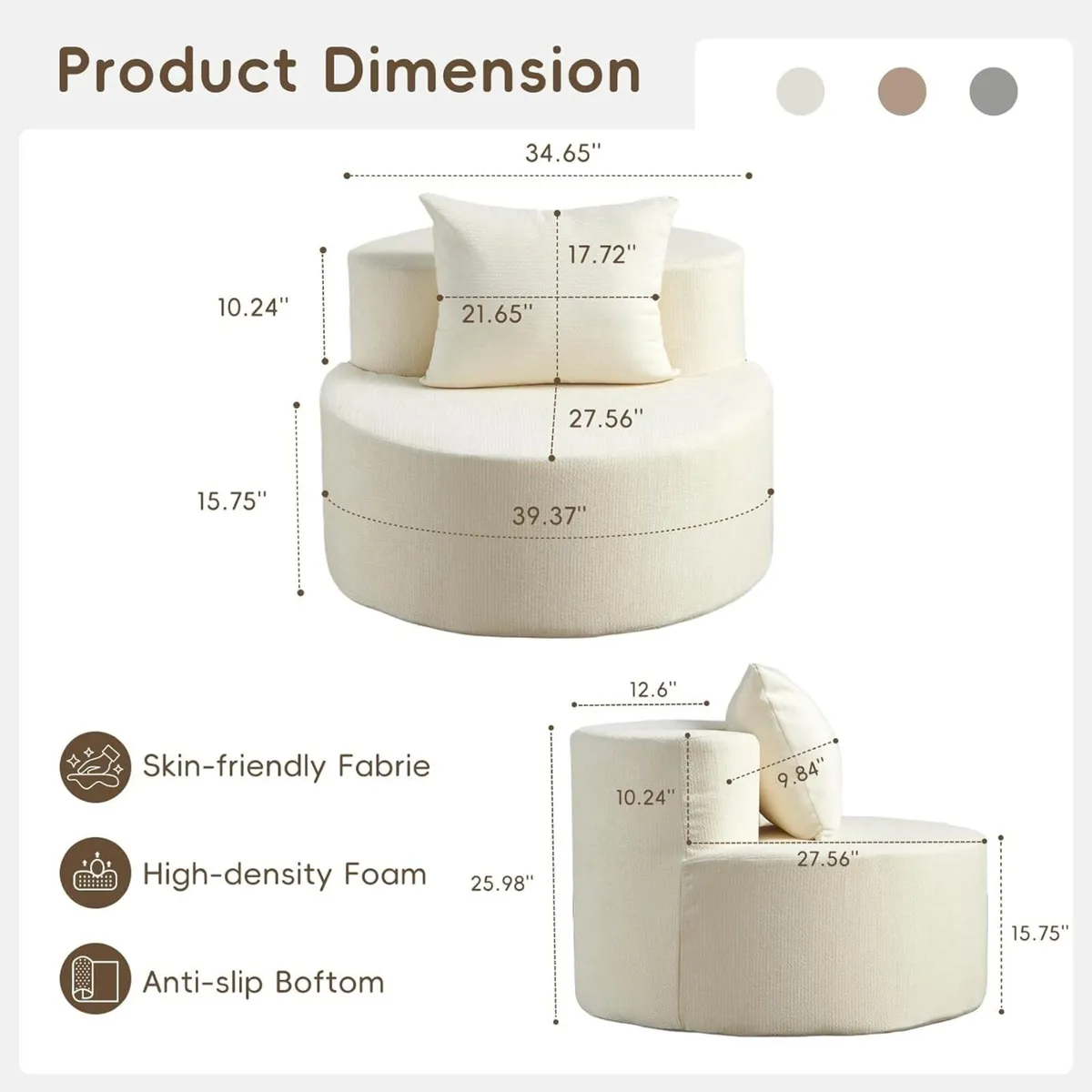 Modern Tub Chair Round Shape Armchair Soft - Image 2