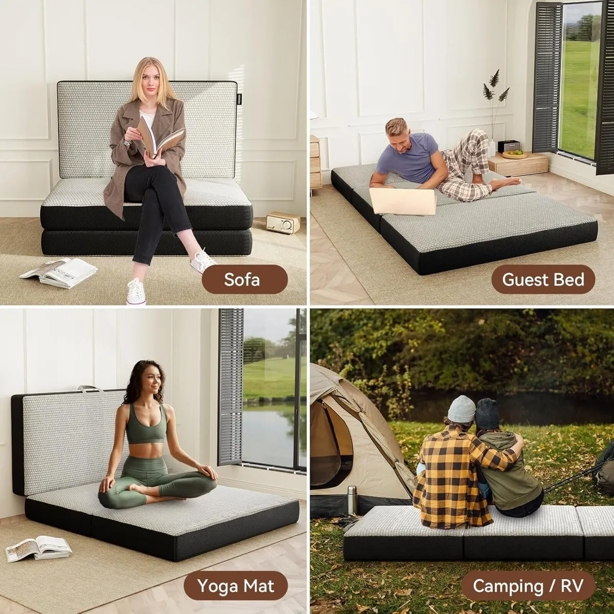 Double Mattress 190x135x10cm Memory Foam Foldable - Image 4