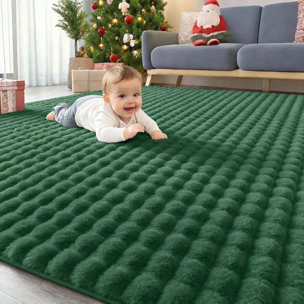 Fluffy Shaggy Rugs Living Room with 3D Bubble - Image 1
