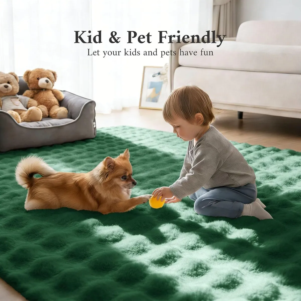 Fluffy Shaggy Rugs Living Room with 3D Bubble - Image 4