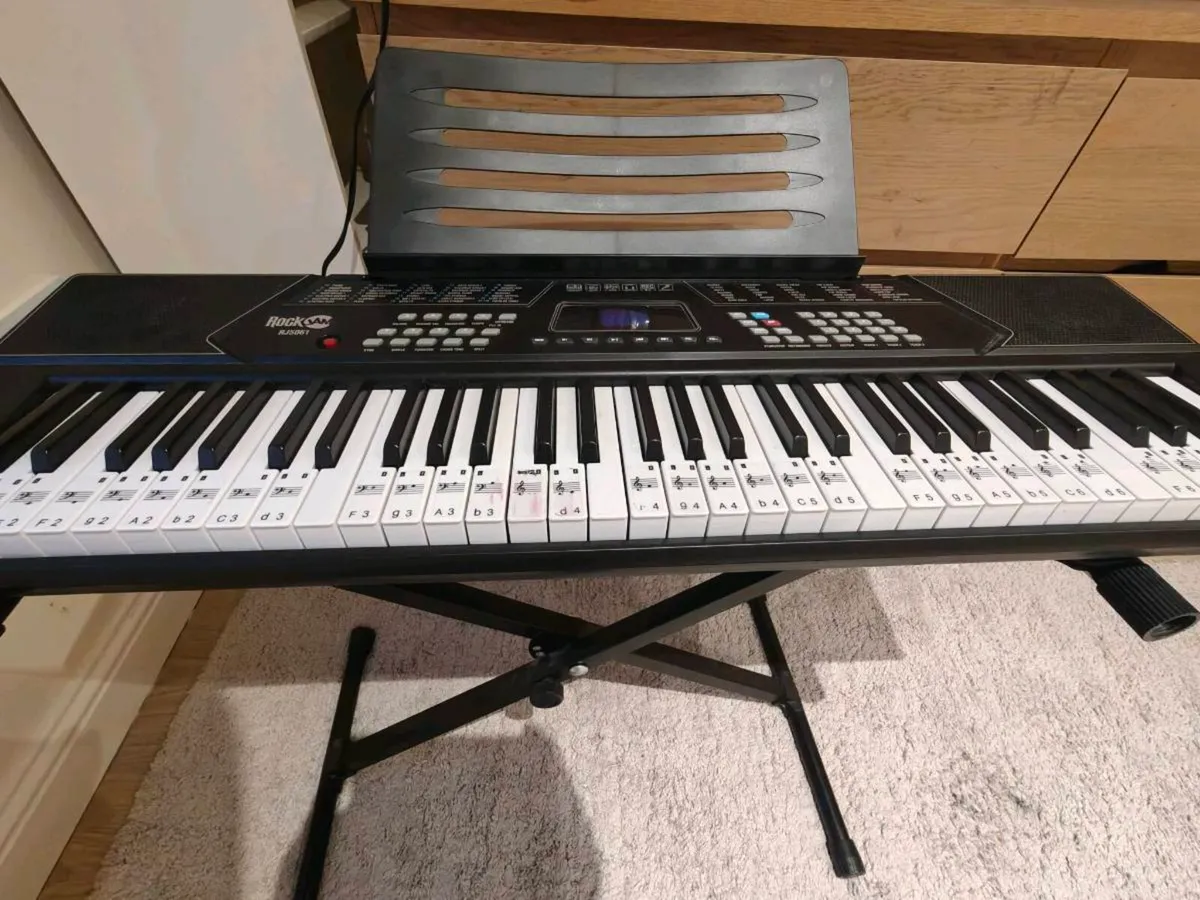 RockJam 61 Key Keyboard Piano with Stand - Image 1