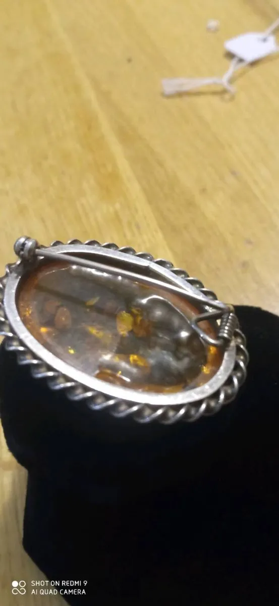 Vintage silver Baltic amber brooch - Image 3