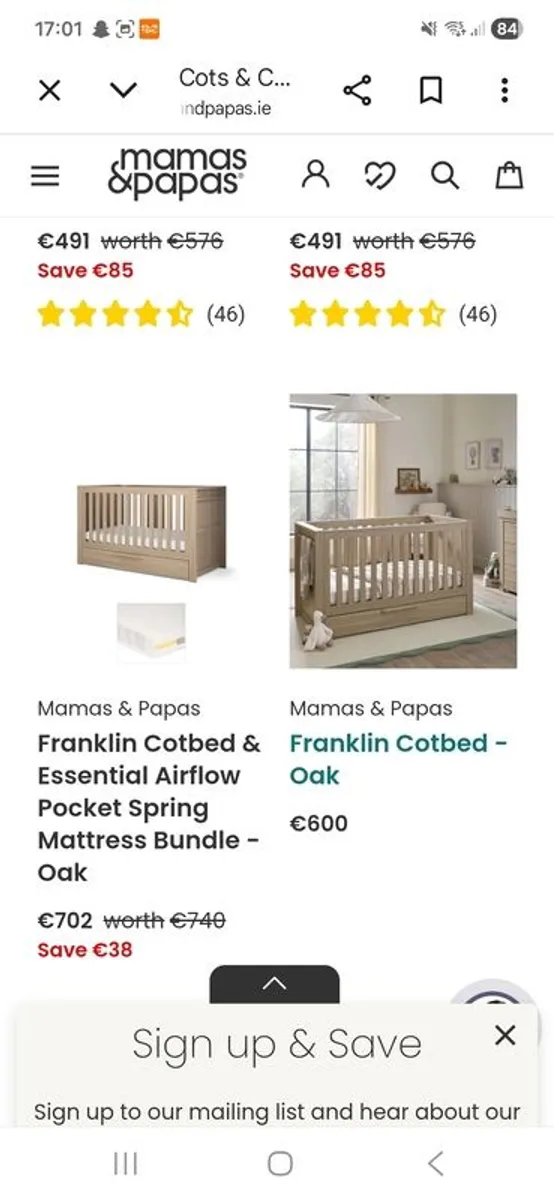 Mamas and Papas Franklin cotbed and mattress - Image 3