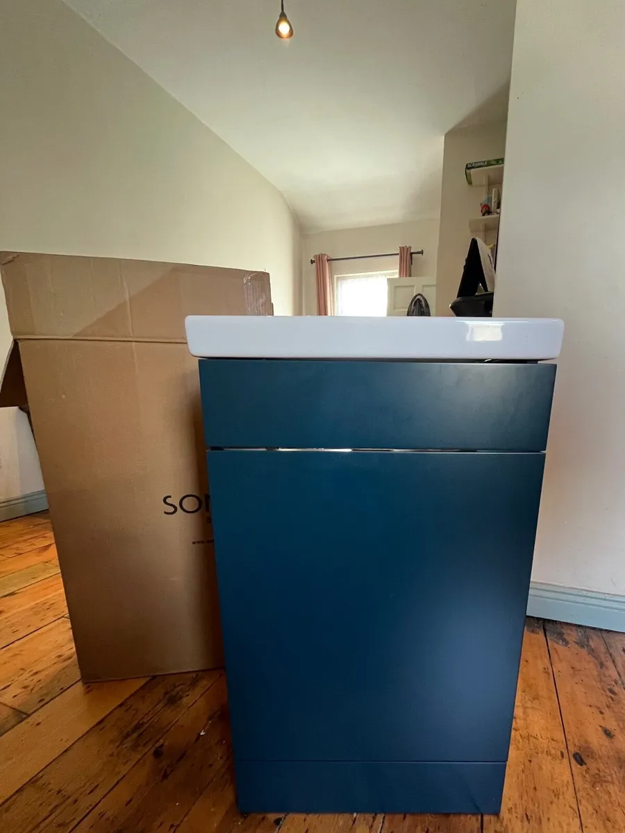 Sonas cloakroom vanity matt ocean blue - Image 1