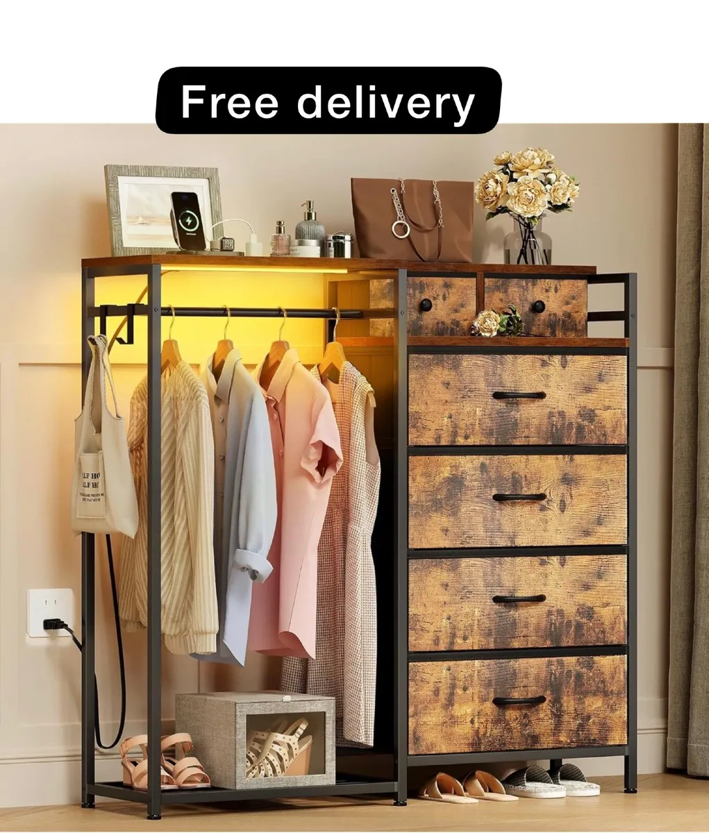 Chest of Drawers Bedroom with Hanging Rail, with L - Image 1