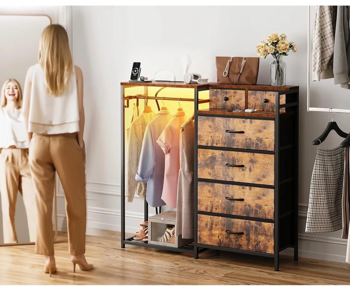 Chest of Drawers Bedroom with Hanging Rail, with L - Image 3