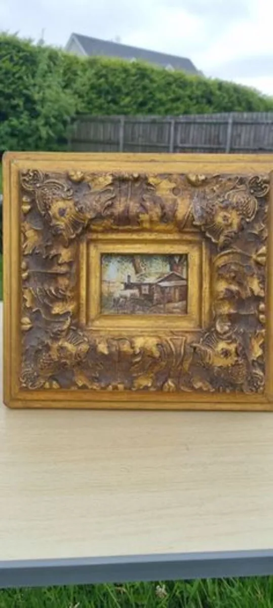 Vintage Miniature Oil Painting on Board - Image 3