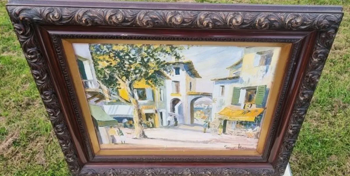Large vintage painting in an old frame - Image 4