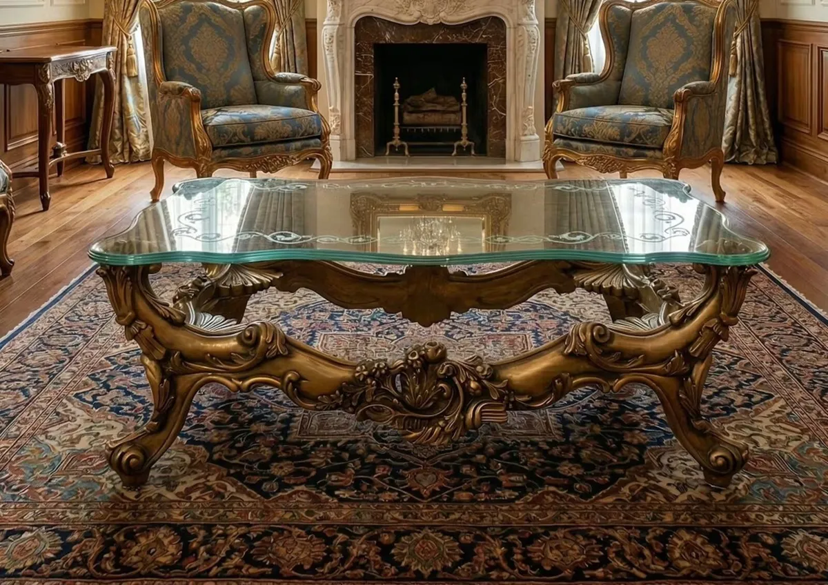 Very nice glass topped coffee table.