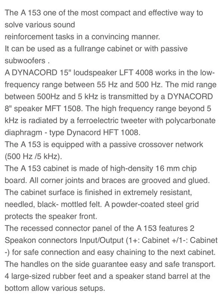 Dynacord  A153 Speakers - Image 4