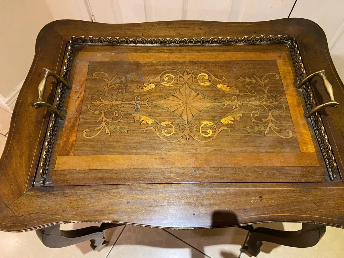 Antique French Vernis Martin butler’s table - Image 4