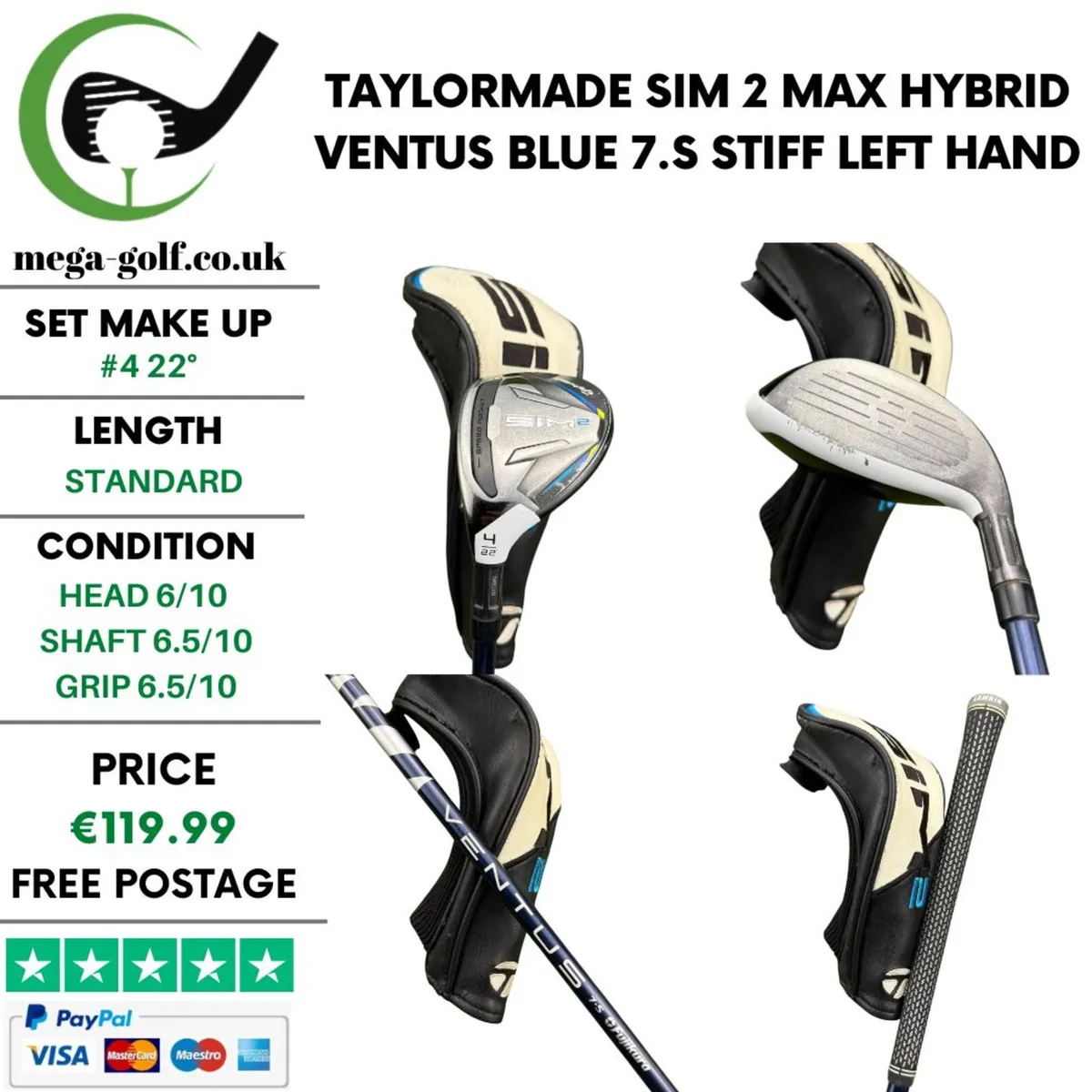 Taylormade Sim 2 Max Hybrid / #4 22° / Stiff - Image 1
