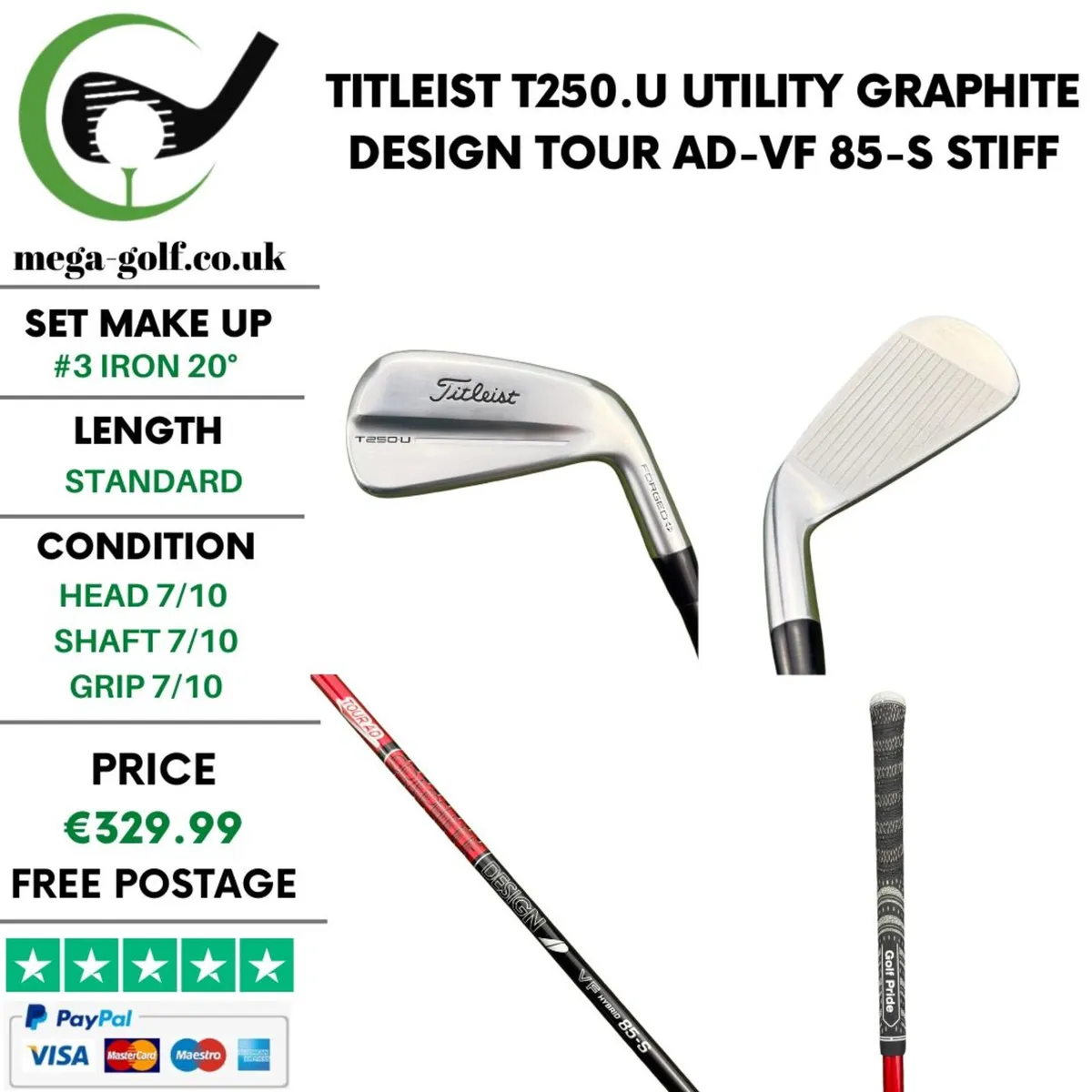 Titleist T250.U Utility #3 Iron 20° / Stiff - Image 1