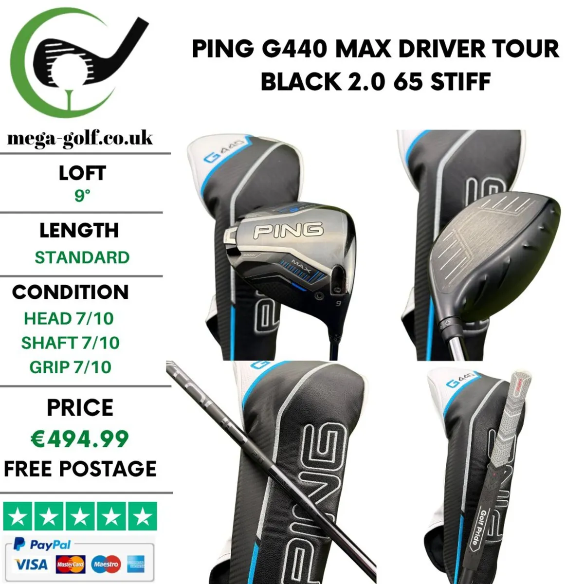 Ping G440 Max Driver / 9° /Tour Black 2.0 65 Stiff - Image 1