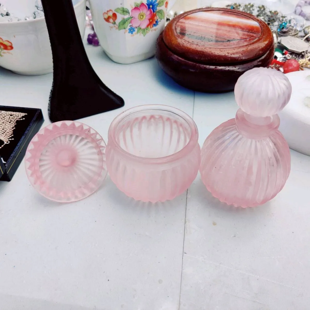 GENUINE GLASS COSMETICS,Vintage Scent & Cream Jars - Image 2