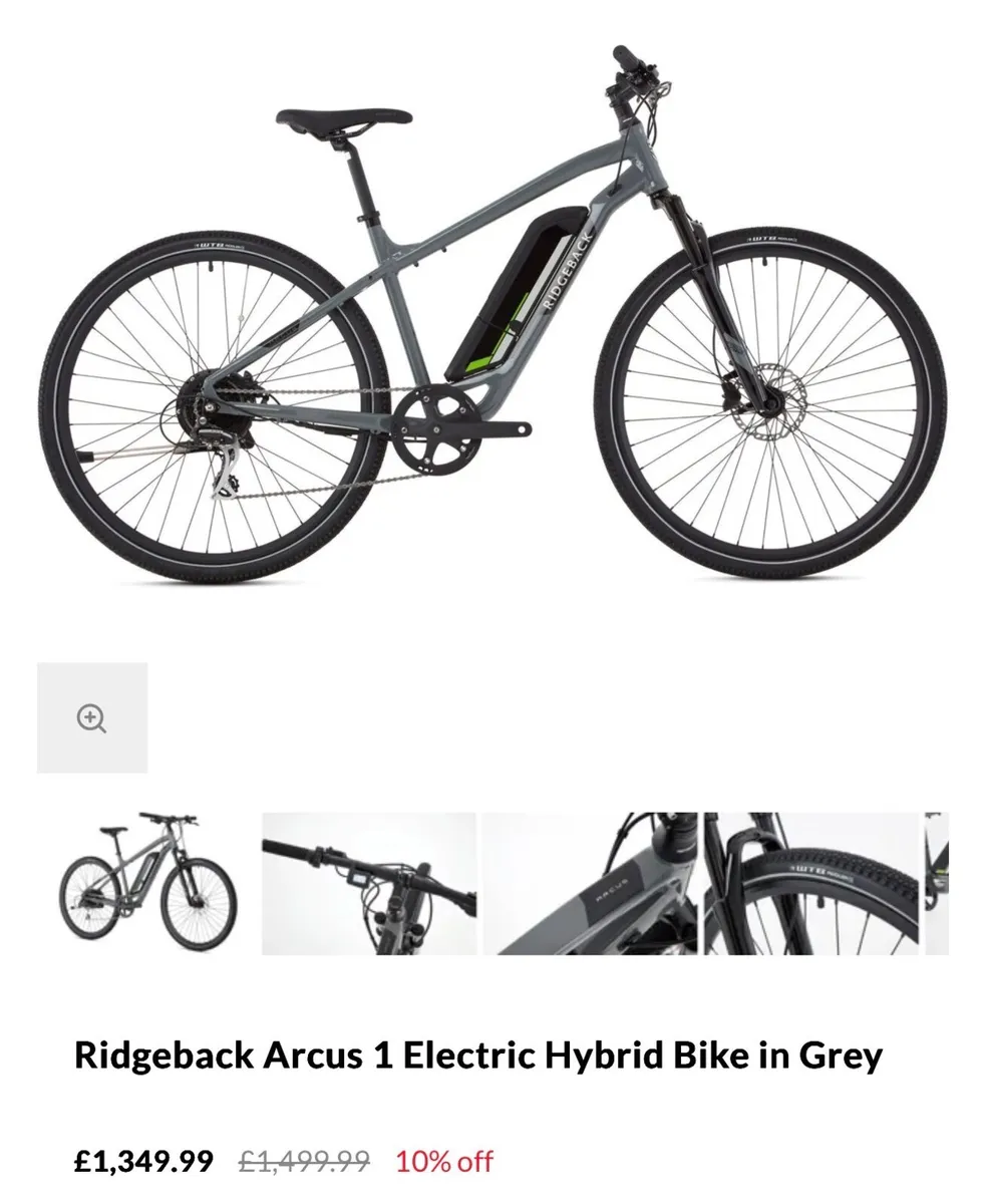 Ridgeback Arcus 1 Electric Hybrid Bike in Grey - Image 1
