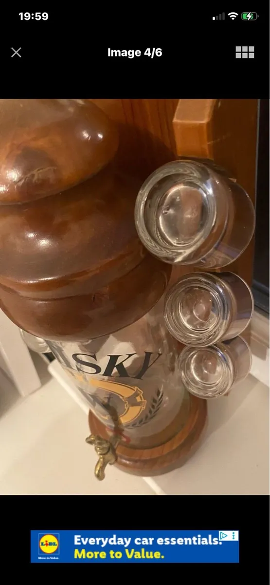 Vintage Timber & Glass Whisky Decanter Set - Image 4