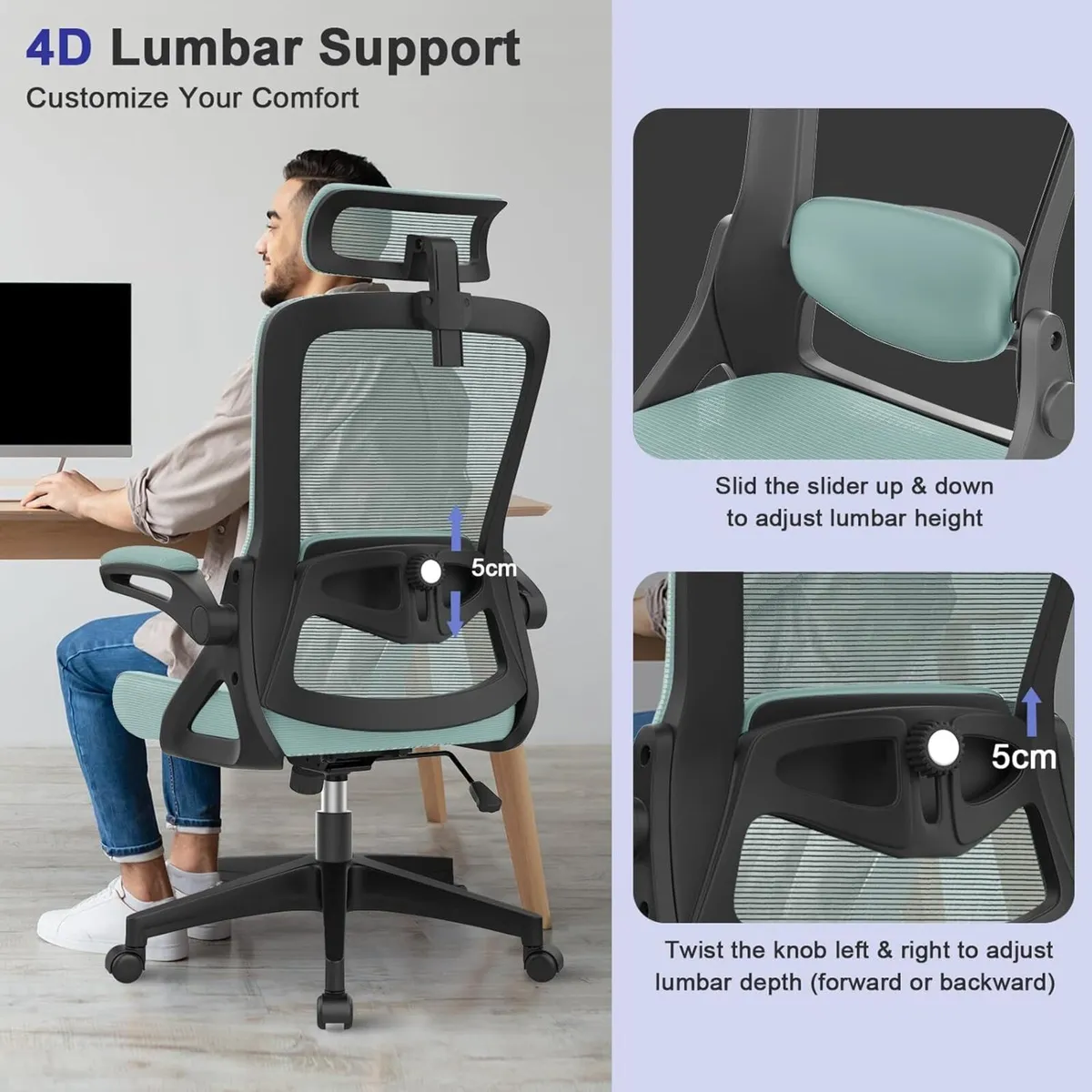 Office Chair Ergonomic with Lumbar Support - Image 3