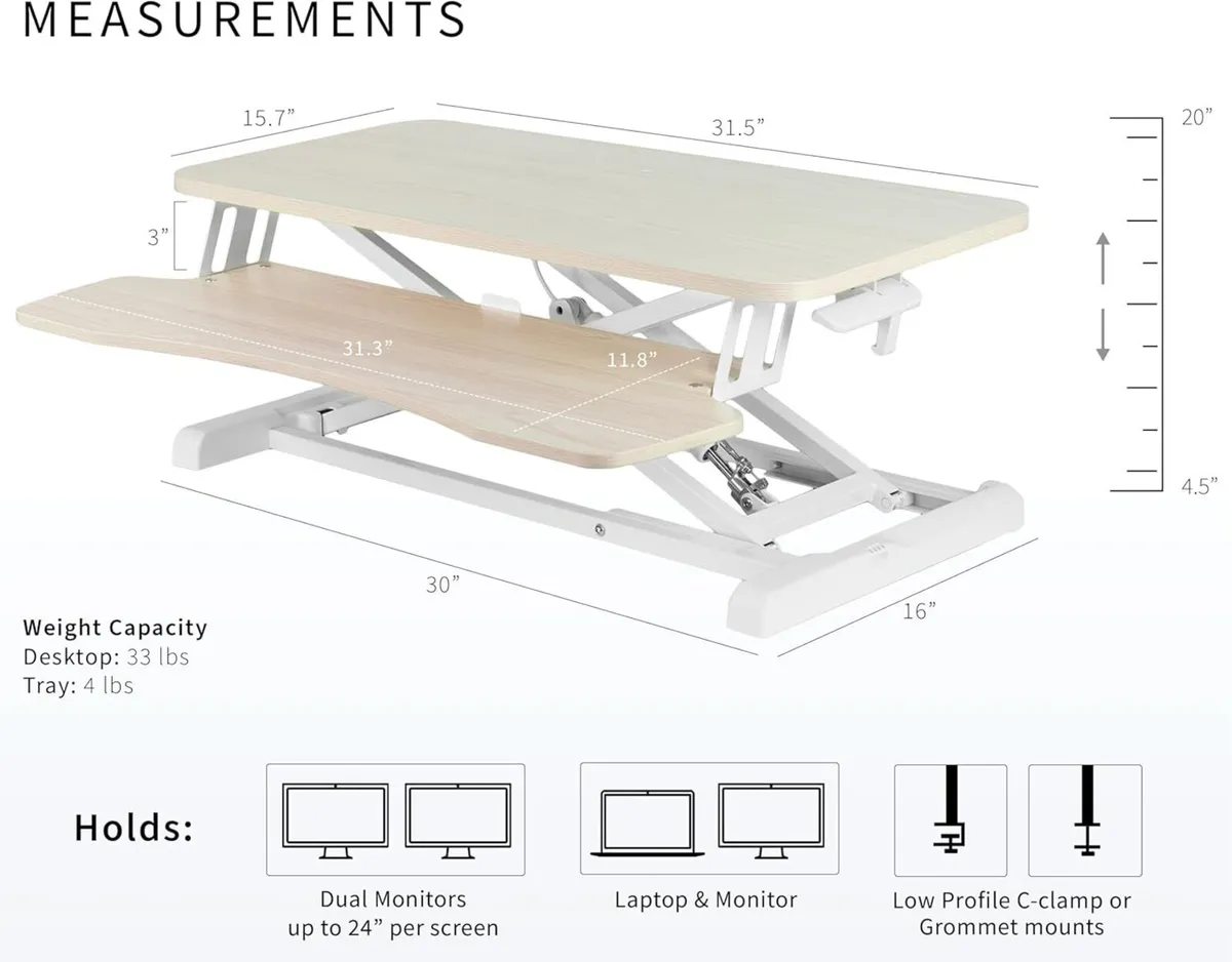 81cm Desk Converter K Series Height Adjustable - Image 3