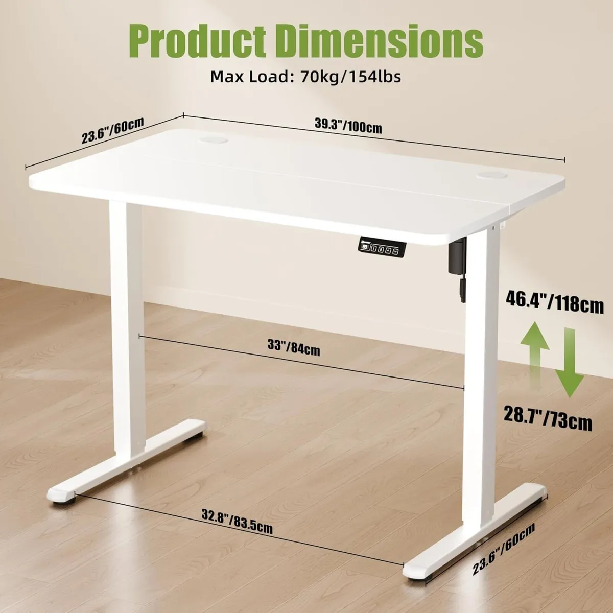 Small Standing Desk 100x60cm Height Adjustable - Image 3