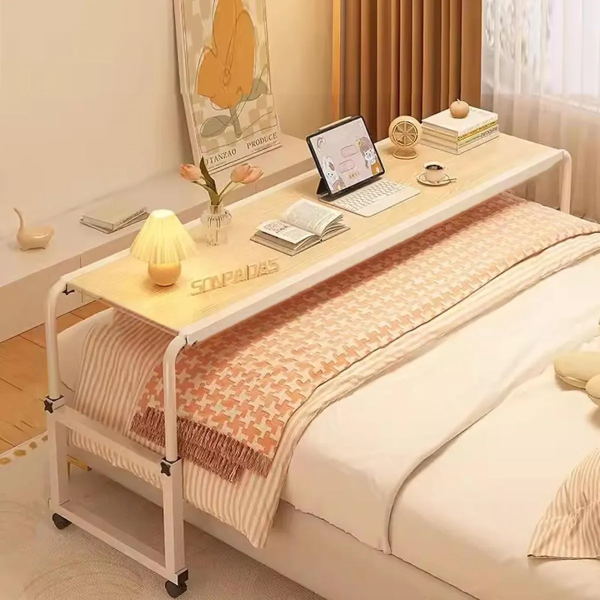 Adjustable Rolling Overbed Table - King Size - Image 1