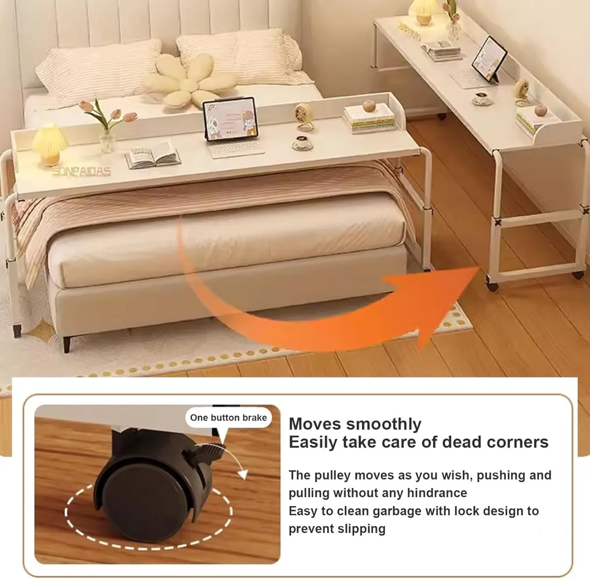 Adjustable Rolling Overbed Table - King Size - Image 3