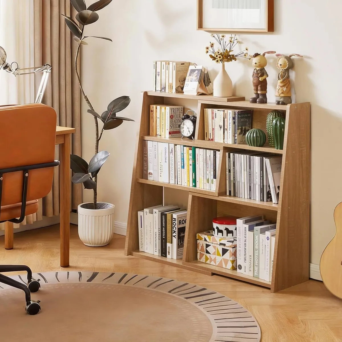 Wooden Extendable Shelf Bookcase 3-Tier Storage - Image 2