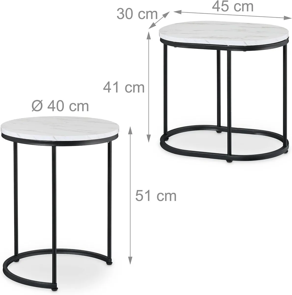 Nesting Tables 2-Piece Set 2 Sizes Marble Effect - Image 3