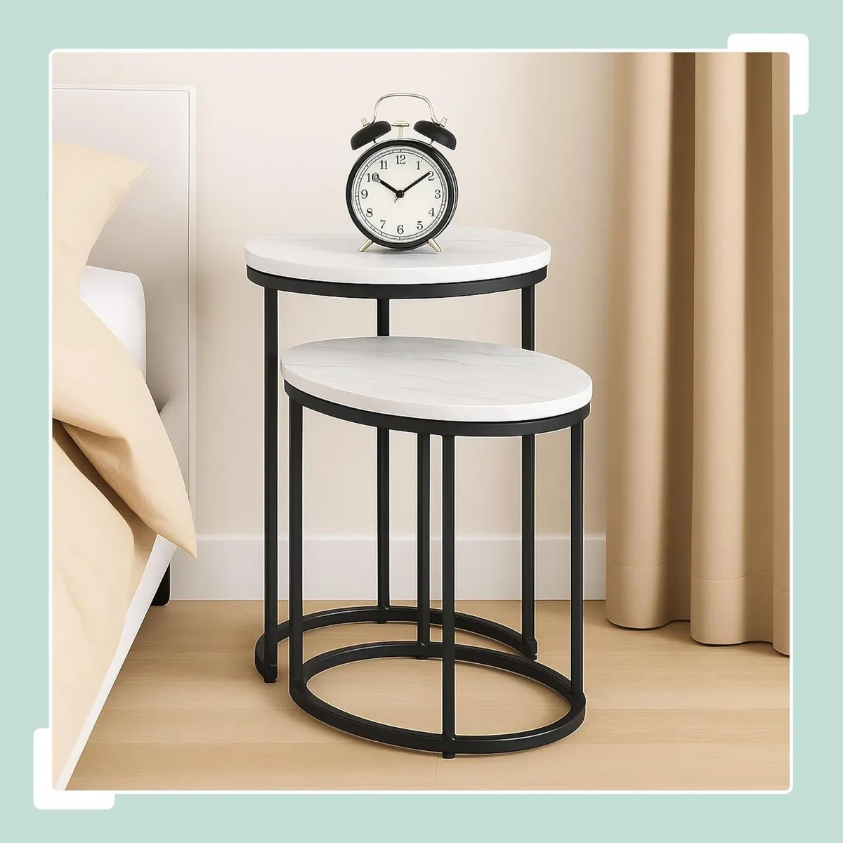 Nesting Tables 2-Piece Set 2 Sizes Marble Effect - Image 4