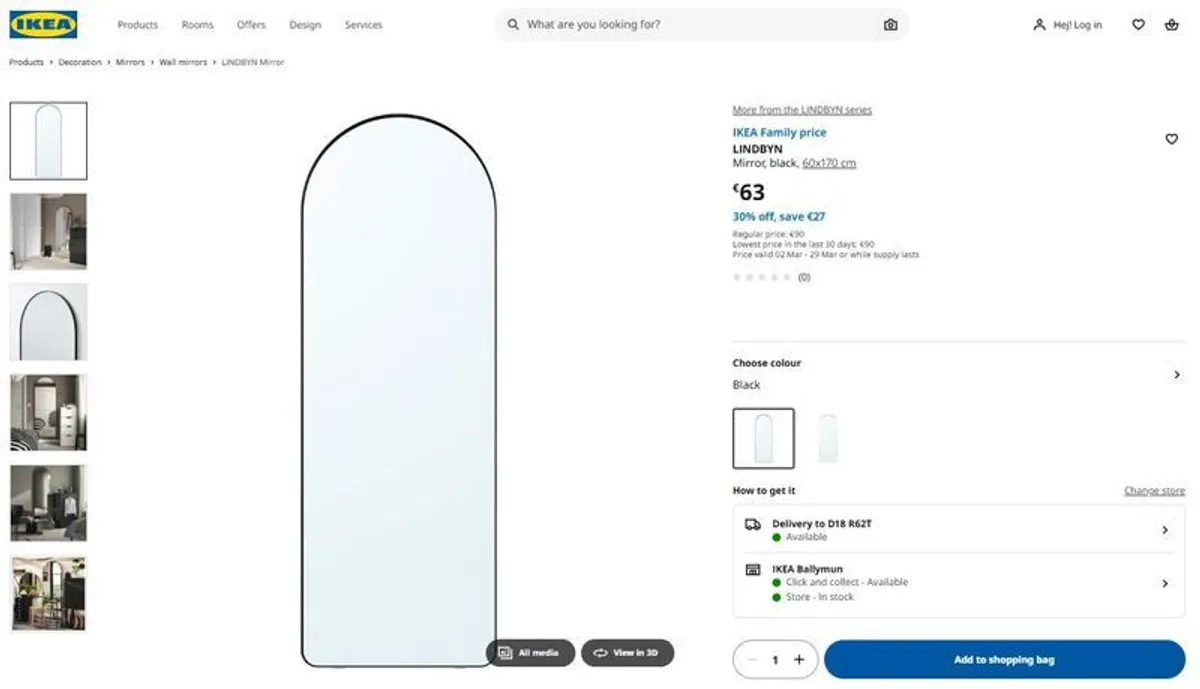 Brand New Ikea Lindbyn Mirror - Image 1
