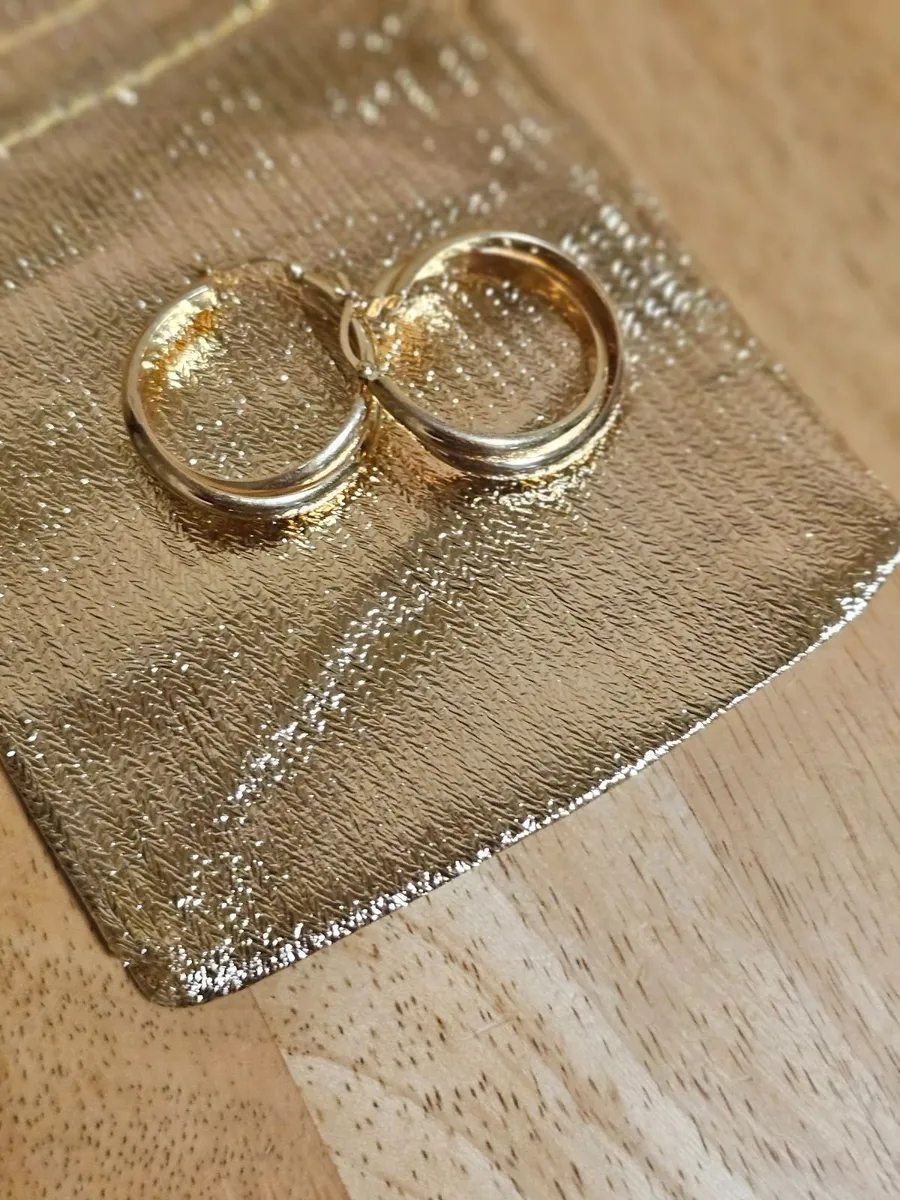 14ct Solid Gold Large Hoop Earrings / 5.8 gms /NEW - Image 3