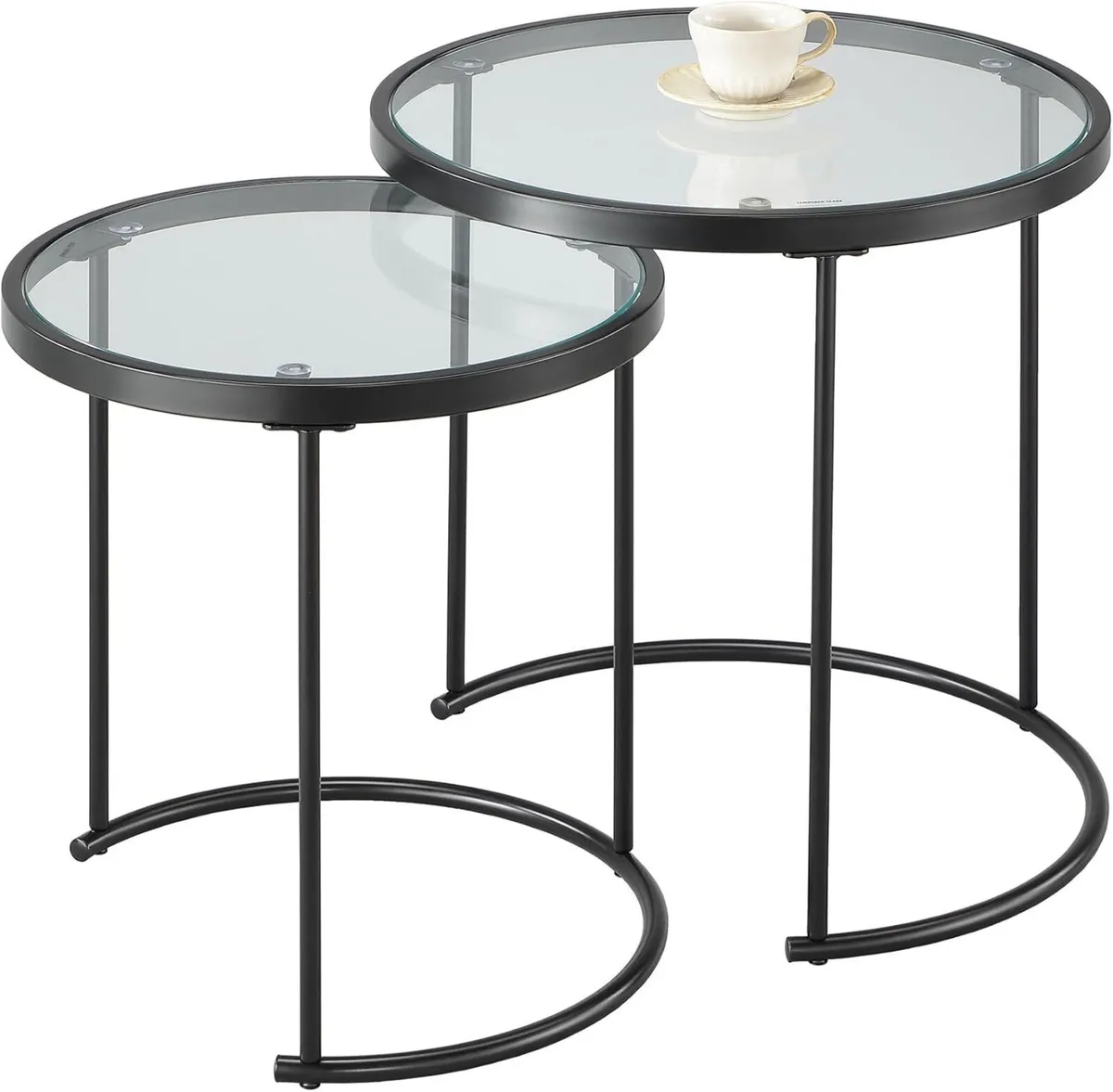Visio Set of 2 Round Nesting Table-Clear Glass - Image 1