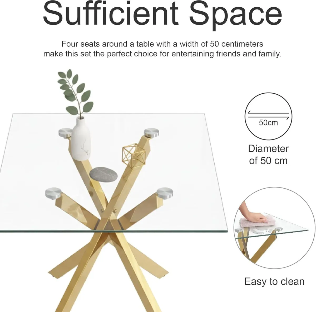 Glass Side Table Set of 2 Square Coffee Modern - Image 4