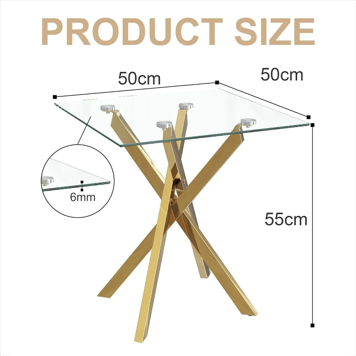 Glass Side Table Set of 2 Square Coffee Modern - Image 3