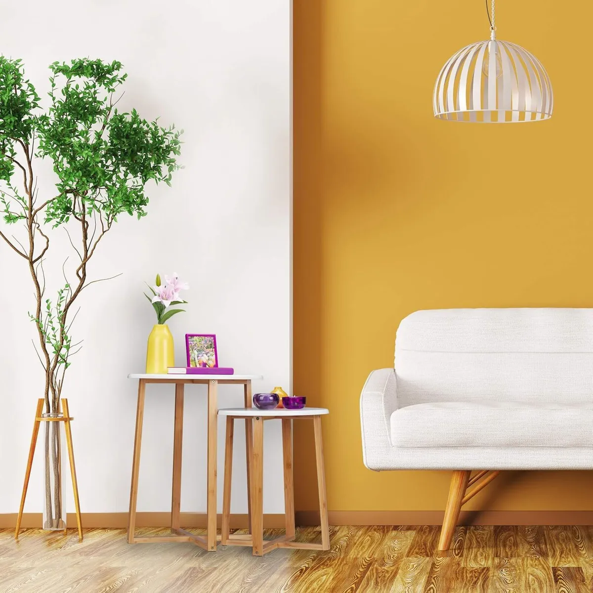 Side Table Set of 2 Round Coffee Tables 48.5 60.5 - Image 2