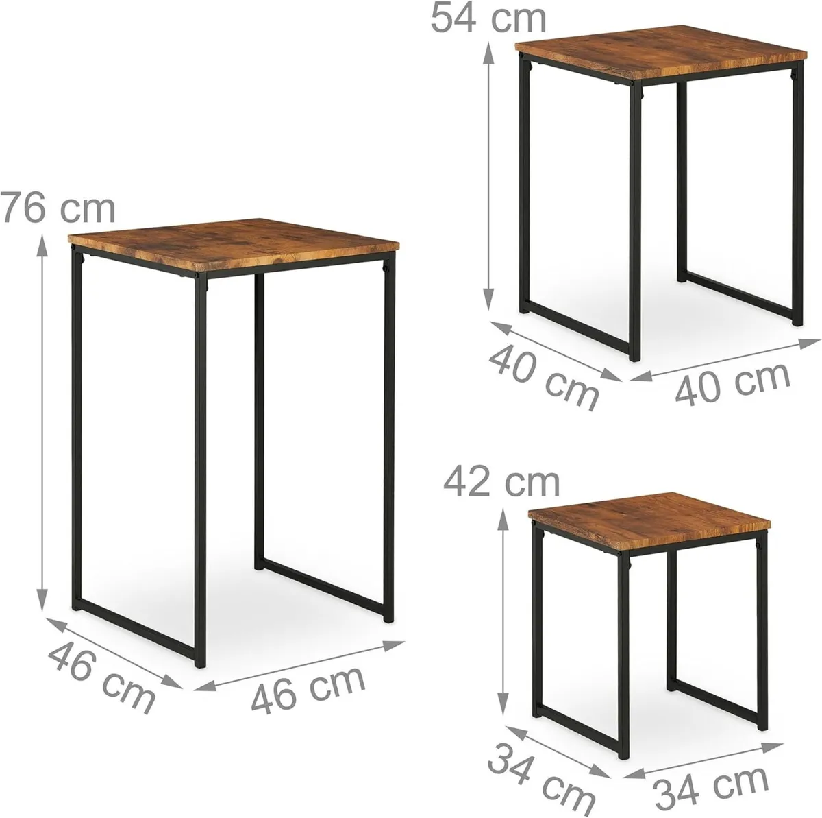 Side Table Set of 3 Stackable Sizes Coffee - Image 3