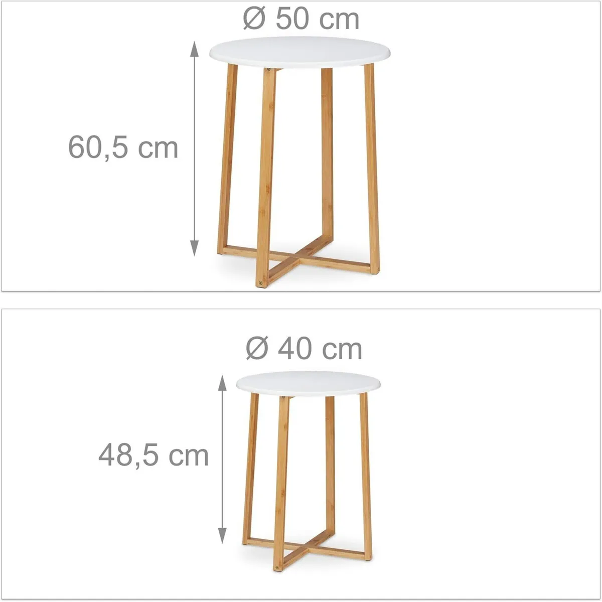 Side Table Set of 2 Round Coffee Tables 48.5 60.5 - Image 3