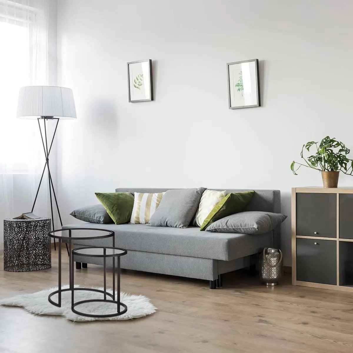 Nesting Tables Set of 2 Coffee Table with Glass - Image 4