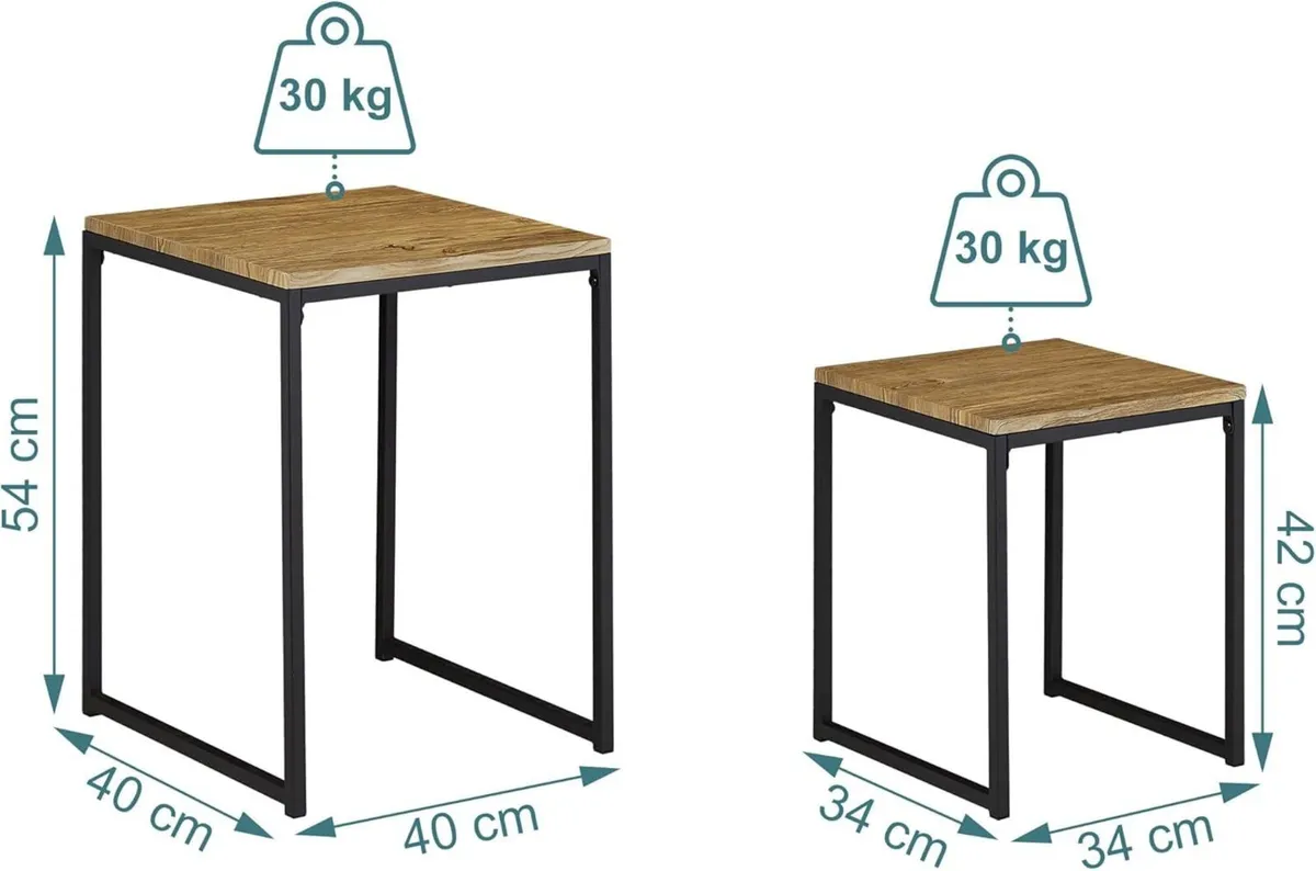 Set of 2 Side Nesting Industrial Design Sizes - Image 3