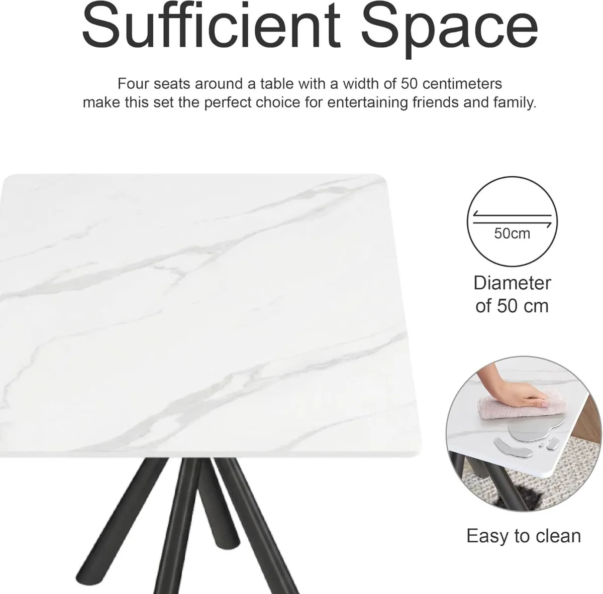 Side Table White Small Stone Marble Coffee Living - Image 4