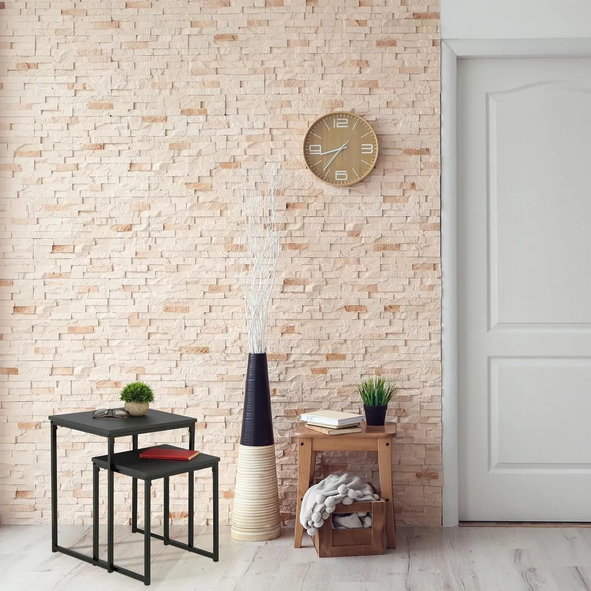 Side Table Set of 2 Stackable Sizes Coffee - Image 2