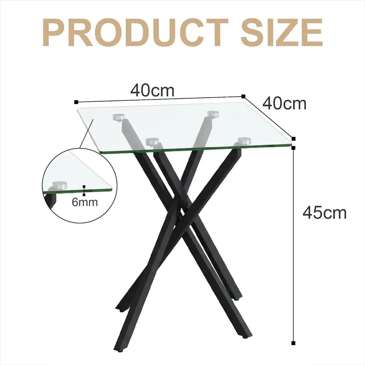 Side Tables 2 Set Square Glass Coffee Table - Image 3