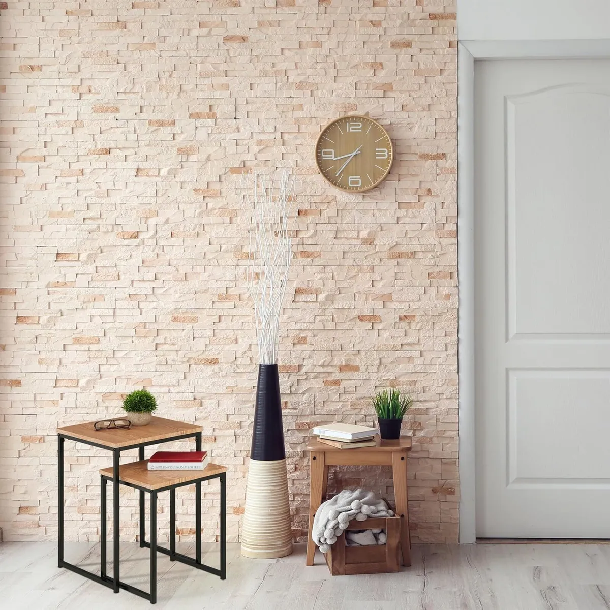 Side Table Set of 3 Stackable Sizes Coffee - Image 2