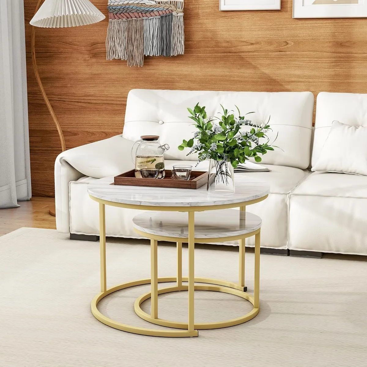 Round Coffee Table Set of 2 Nest Tables for - Image 3
