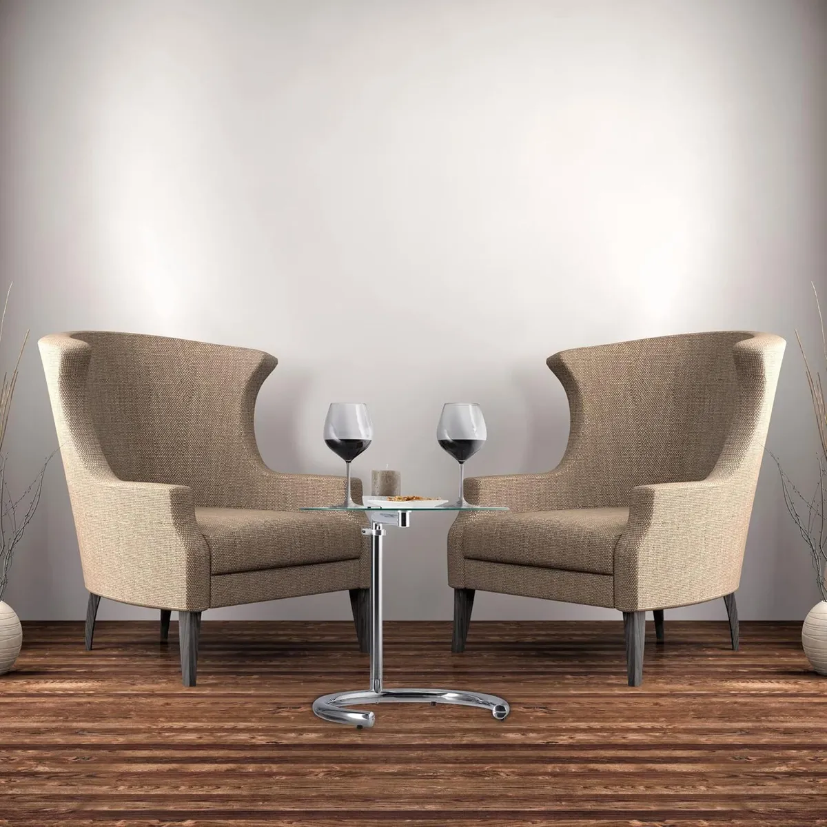 Height-Adjustable Coffee Table 70 cm Round Living - Image 4