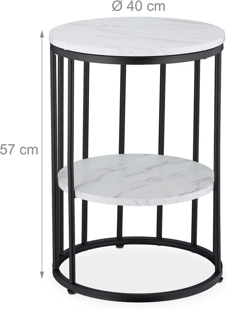 Side Table Marble Effect 2 Tiers 57 x 40 cm - Image 3