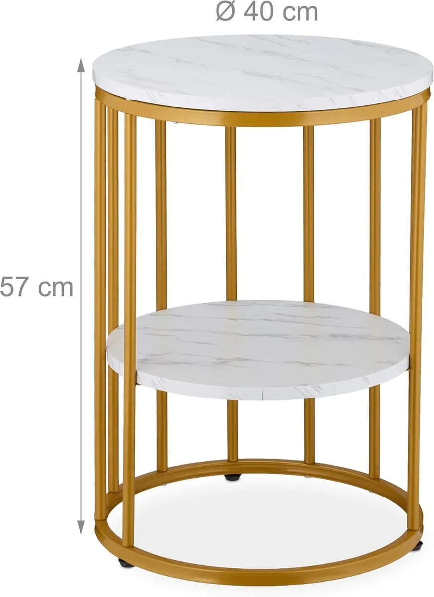 Side Table Marble Effect 2 Tiers 57 x 40 cm - Image 3
