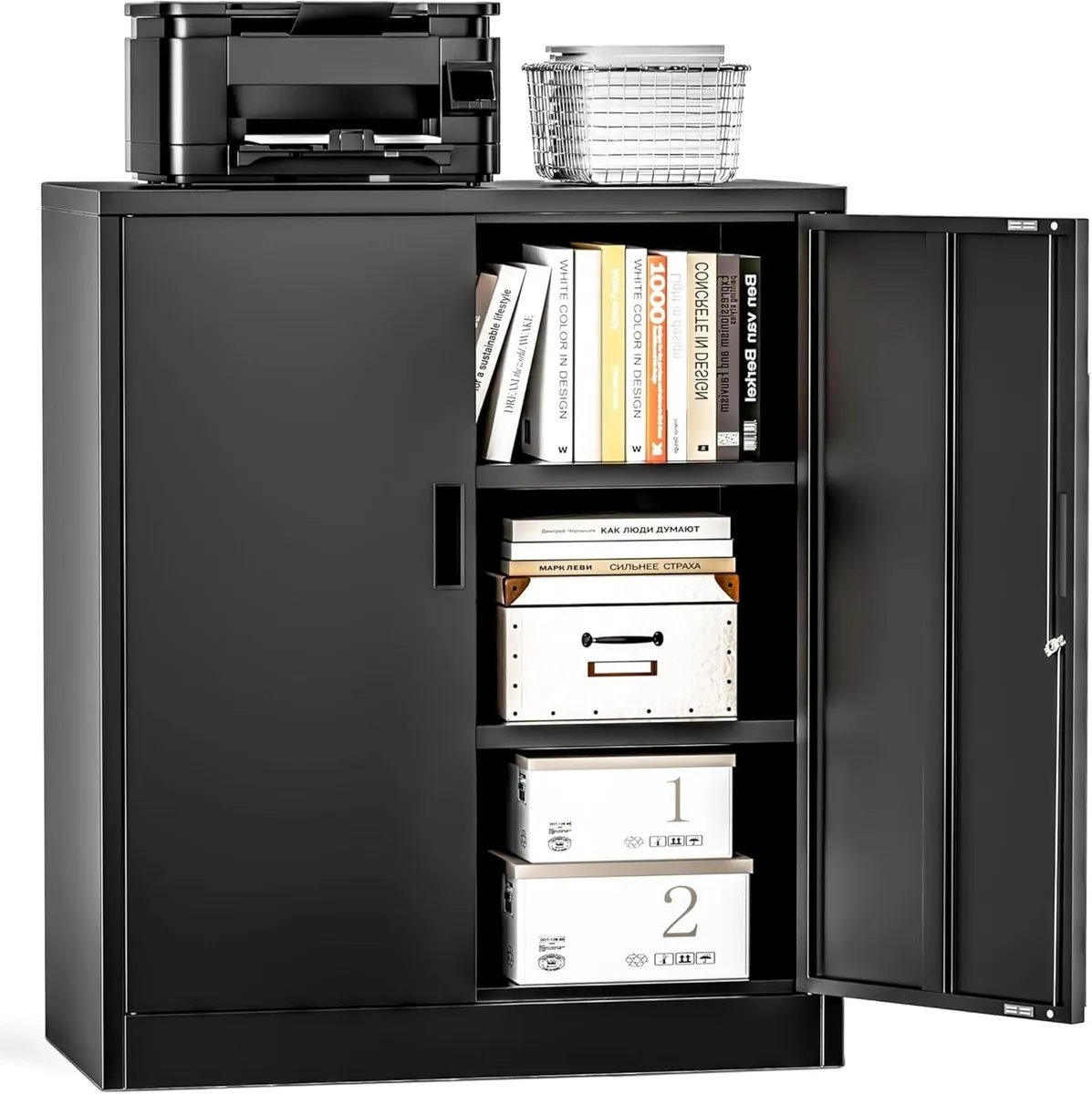 Metal Storage Cabinet 90cm Locking with Doors - Image 1