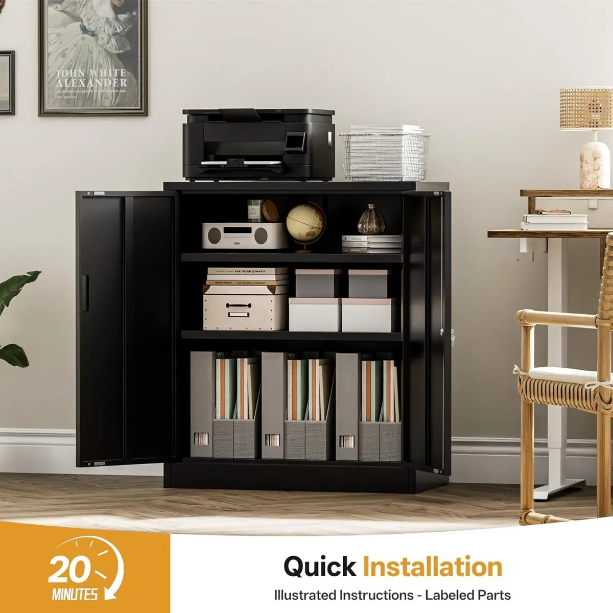 Metal Storage Cabinet 90cm Locking with Doors - Image 4