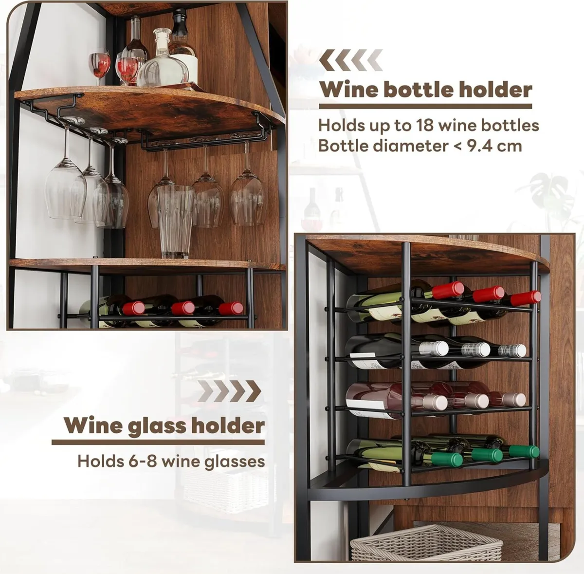 5-Tier Corner Wine Rack Racks Free Standing with - Image 4